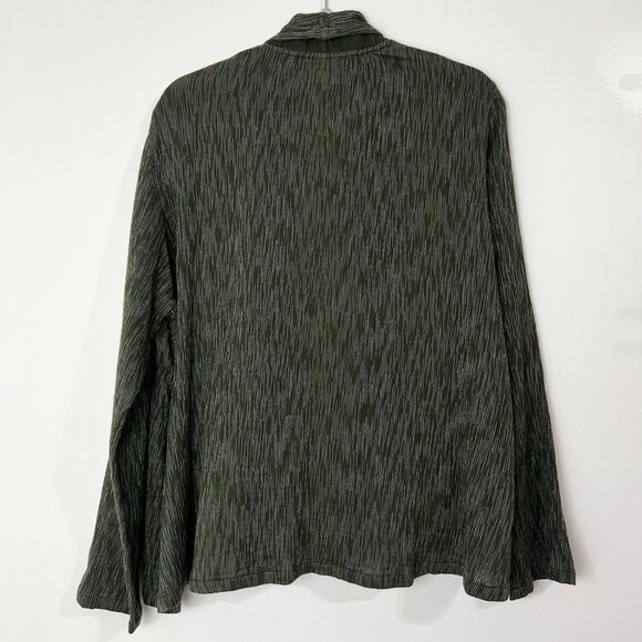 J. Jill PureJill Green Crinkle Slub Cotton Open Cardigan Sweater Women’s L - Picture 3 of 9